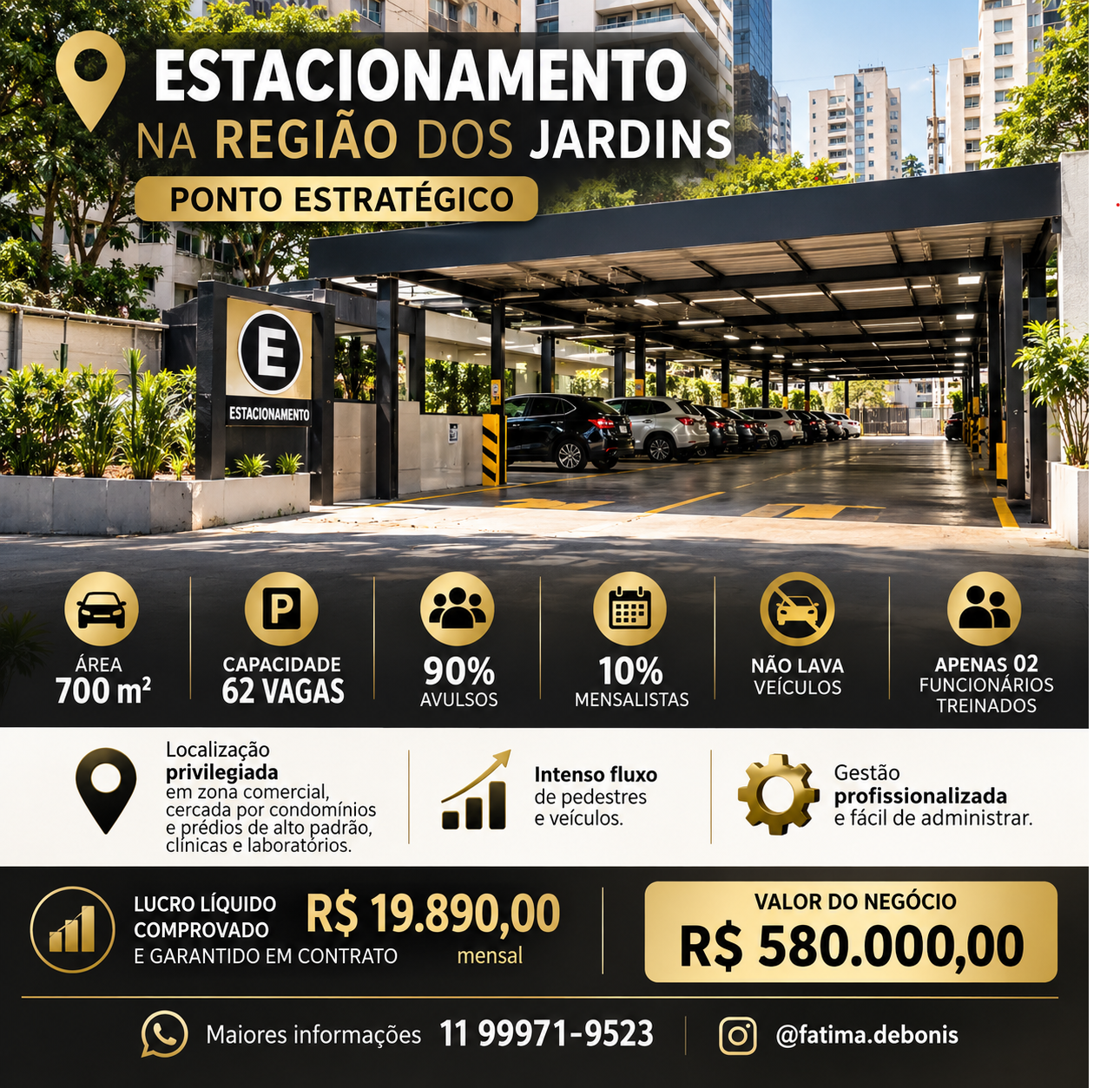 Estacionamento Seco à Venda na região dos    Jardins  SP 